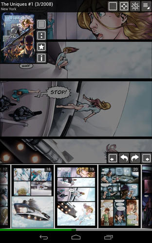 Capturas de tela do programa Comic rack em celular ou tablete Android.