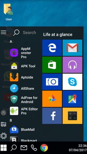 Screenshots of Computer Launcher program for Android phone or tablet.