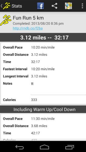 Screenshots des Programms Runkeeper - GPS track run für Android-Smartphones oder Tablets.
