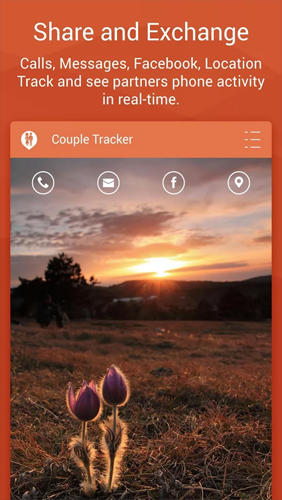 Les captures d'écran du programme Couple Tracker: Phone Monitor pour le portable ou la tablette Android.