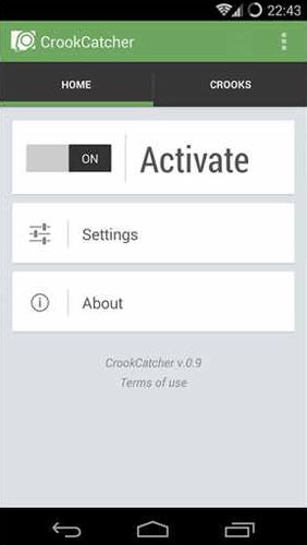 Laden Sie kostenlos CrookCatcher - Anti theft für Android Herunter. Programme für Smartphones und Tablets.