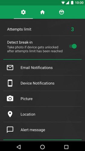Screenshots des Programms CrookCatcher - Anti theft für Android-Smartphones oder Tablets.