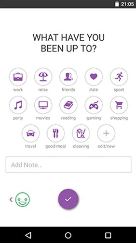 Screenshots des Programms Daylio - Diary, journal, mood tracker für Android-Smartphones oder Tablets.