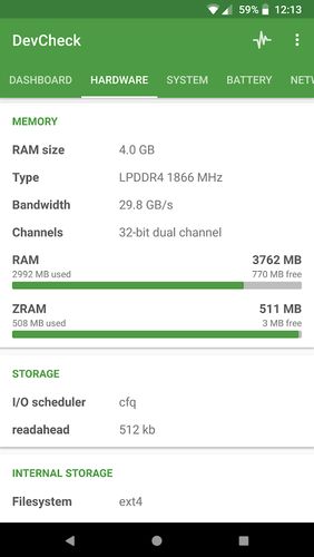 Screenshots des Programms Advanced ZRAM für Android-Smartphones oder Tablets.