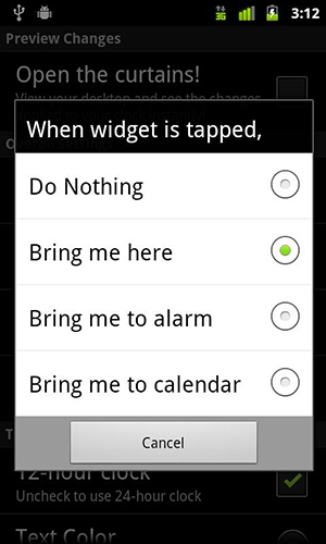 アンドロイドの携帯電話やタブレット用のプログラムDigital Clock Widget のスクリーンショット。