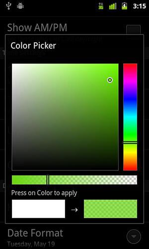 Screenshots of Digital Clock Widget program for Android phone or tablet.