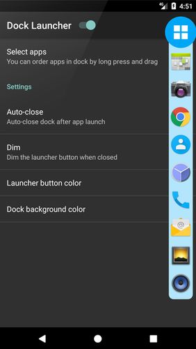 Aplicativo Dock launcher para Android, baixar grátis programas para celulares e tablets.