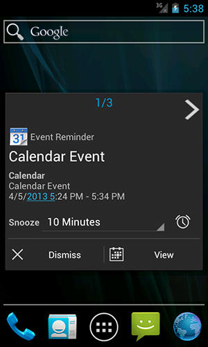 Screenshots of Notify pro program for Android phone or tablet.
