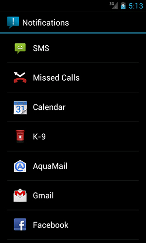 Capturas de tela do programa Notify pro em celular ou tablete Android.