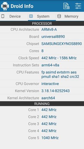 Droid hardware info app for Android, download programs for phones and tablets for free.