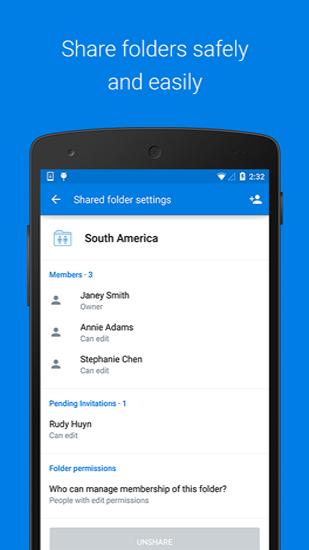 Dropbox的Android应用，下载程序的手机和平板电脑是免费的。