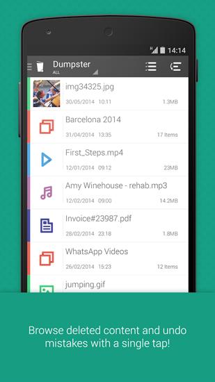 Descargar gratis Dumpster para Android. Programas para teléfonos y tabletas.