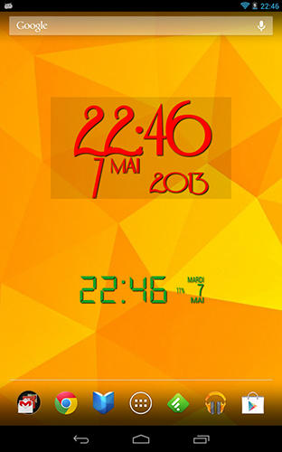 Screenshots of Easy clock widget program for Android phone or tablet.