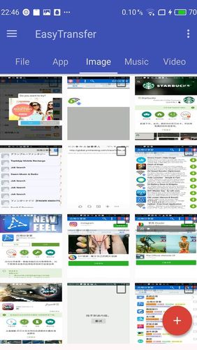 Capturas de pantalla del programa EasyTransfer para teléfono o tableta Android.
