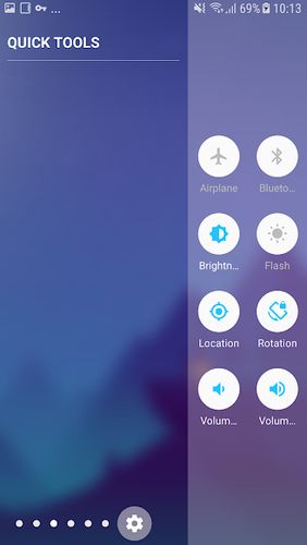 Screenshots des Programms Edge screen: Sidebar launcher & edge music player für Android-Smartphones oder Tablets.