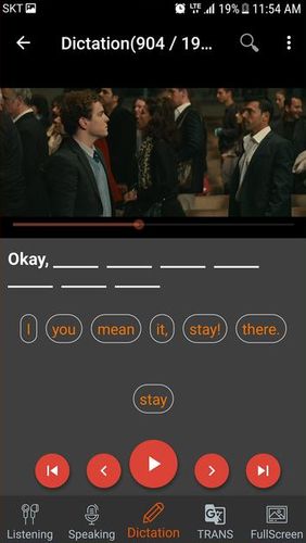 Capturas de tela do programa Enggle player - Learn English through movies em celular ou tablete Android.
