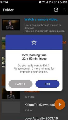 Capturas de tela do programa Enggle player - Learn English through movies em celular ou tablete Android.