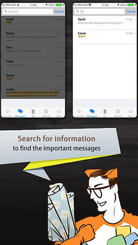 Screenshots of Espier Messages iOS 7 program for Android phone or tablet.