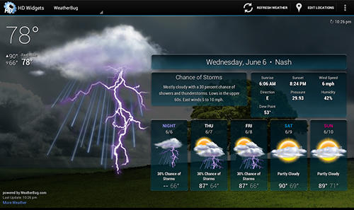 Die App Weather by Miki Muster für Android, Laden Sie kostenlos Programme für Smartphones und Tablets herunter.