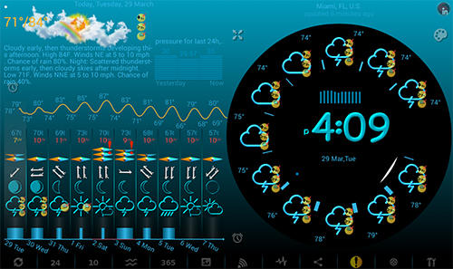 Capturas de pantalla del programa The weather channel para teléfono o tableta Android.