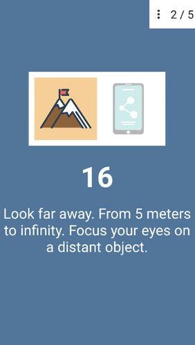 Screenshots des Programms Eye exercises für Android-Smartphones oder Tablets.