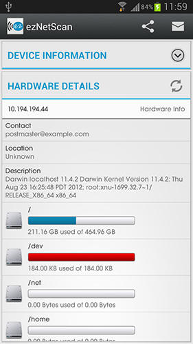 Capturas de pantalla del programa Device info: Hardware & software para teléfono o tableta Android.