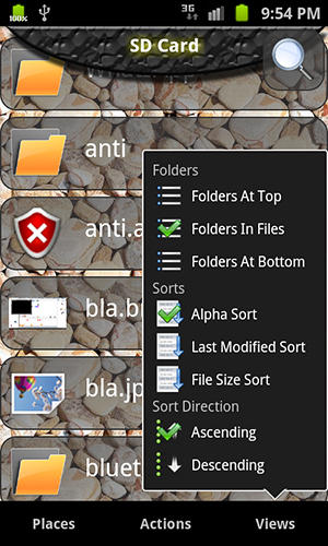 Capturas de tela do programa File slick em celular ou tablete Android.