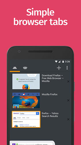 アンドロイド用のアプリMozilla Firefox 。タブレットや携帯電話用のプログラムを無料でダウンロード。