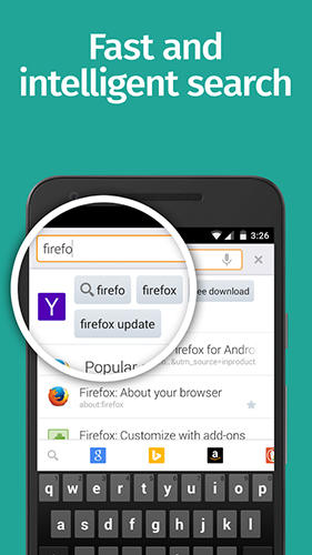 Les captures d'écran du programme Mozilla Firefox pour le portable ou la tablette Android.