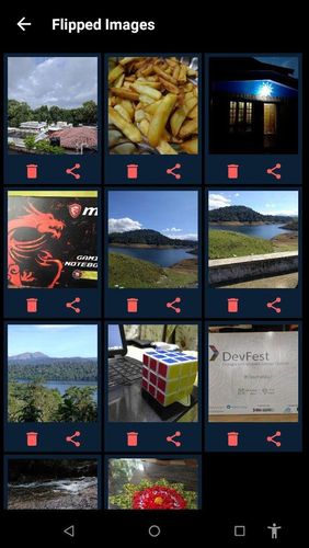 Capturas de tela do programa Flip image - Mirror image (Rotate images) em celular ou tablete Android.
