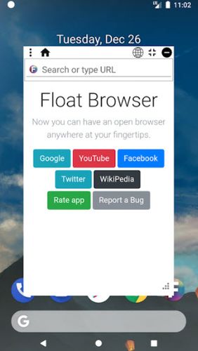 Télécharger gratuitement Float Browser pour Android. Programmes sur les portables et les tablettes.