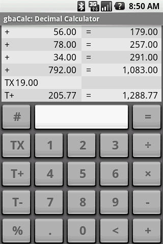 为Android免费下载Gbacalc decimal calculator。企业应用套件手机和平板电脑。
