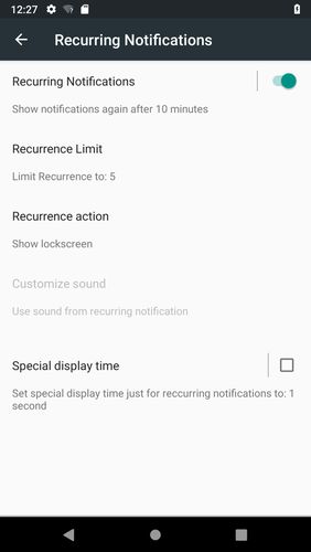 Capturas de pantalla del programa Glimpse notifications para teléfono o tableta Android.