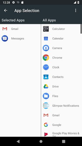 Capturas de tela do programa Glimpse notifications em celular ou tablete Android.