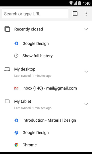 Capturas de pantalla del programa Google chrome para teléfono o tableta Android.