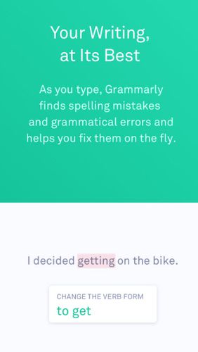 Screenshots of Grammarly keyboard - Type with confidence program for Android phone or tablet.