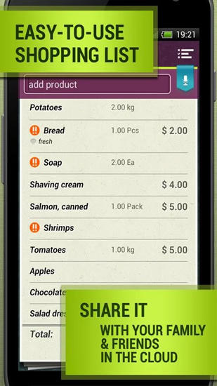 Baixar grátis Grocery: Shopping List para Android. Programas para celulares e tablets.