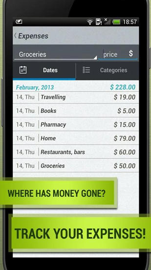 的Android手机或平板电脑Grocery: Shopping List程序截图。