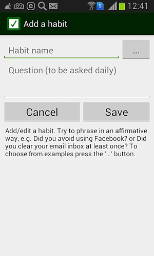 Screenshots des Programms Goalify - My goals, tasks & habits für Android-Smartphones oder Tablets.