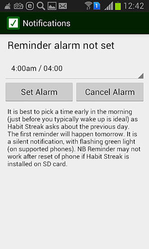 Les captures d'écran du programme Habit streak plan pour le portable ou la tablette Android.