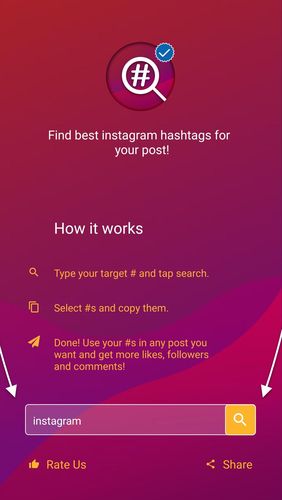 Descargar gratis Hashtag inspector - Instagram hashtag generator para Android. Programas para teléfonos y tabletas.
