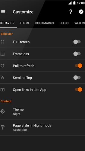 Скріншот додатки Hermit - Lite apps browser для Андроїд. Робочий процес.