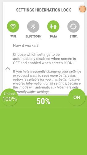 Aplicación Hibernate - Real battery saver para Android, descargar gratis programas para tabletas y teléfonos.