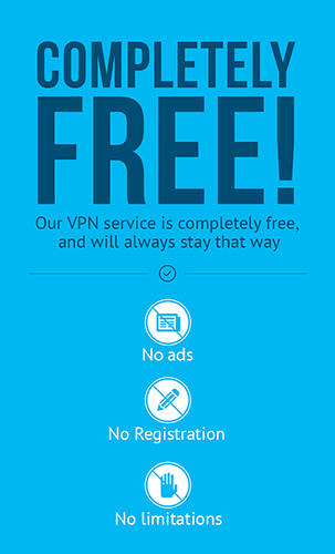 的Android手机或平板电脑Hola free VPN程序截图。