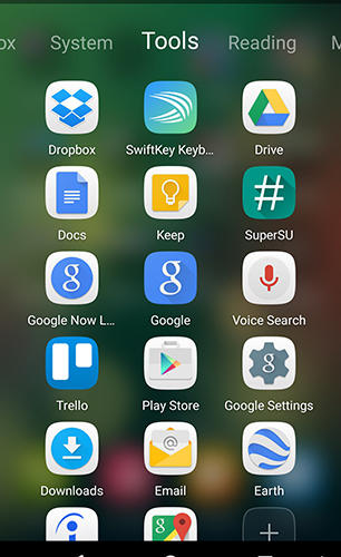 Screenshots des Programms Hola launcher für Android-Smartphones oder Tablets.