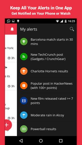 Capturas de tela do programa Hooks - Alerts & notifications em celular ou tablete Android.
