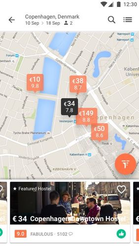 Screenshots of Hostelworld: Hostels & Cheap hotels program for Android phone or tablet.