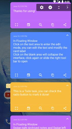 Capturas de pantalla del programa Idea note - Voice note, floating note, idea pill para teléfono o tableta Android.