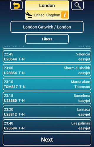 Les captures d'écran du programme Flightradar24 - Flight tracker pour le portable ou la tablette Android.