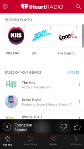 Les captures d'écran du programme iHeartRadio - Free music, radio & podcasts pour le portable ou la tablette Android.